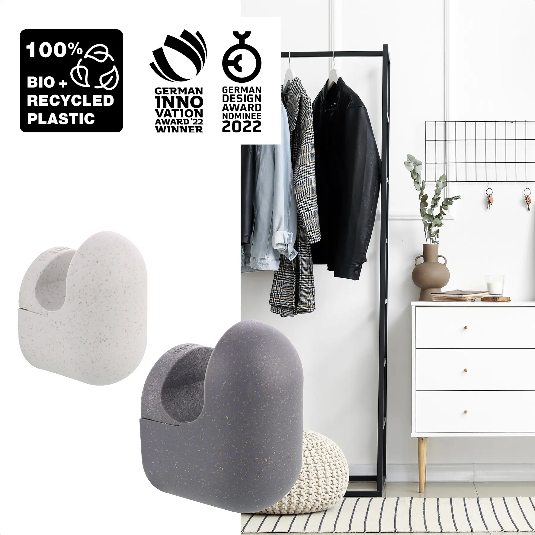 Wagner Wandhaken-Set hooks4home Pill Tragkraft bis 2 kg Bio Kunststoff hellgrau dunkelgrau 4 Stück Wagner Wandhaken-Set hooks4home Pill Tragkraft bis 2 kg Bio Kunststoff hellgrau dunkelgrau 4 Stück