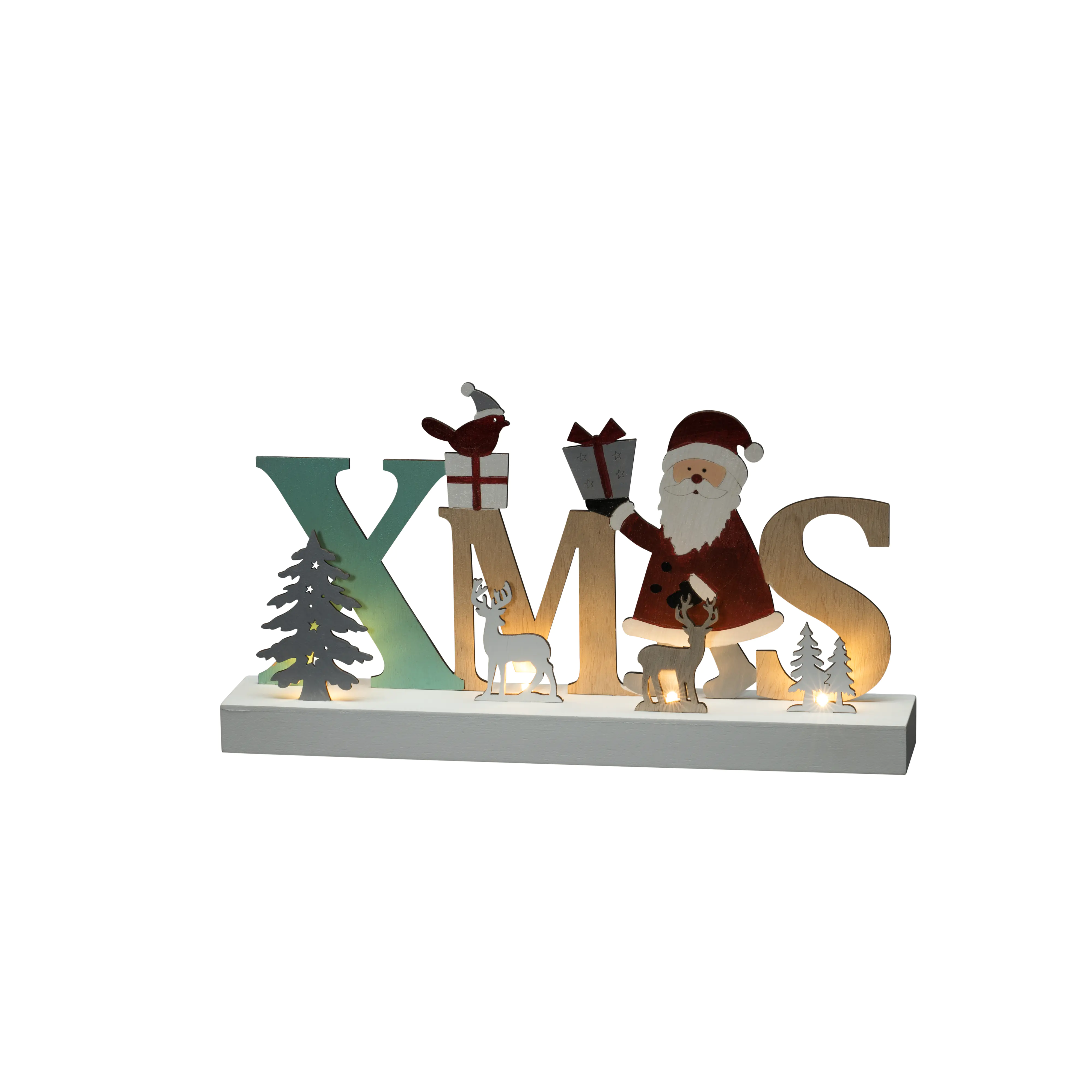 Konstsmide LED Holzsilhouette XMAS Innen 4 warmweiße Dioden