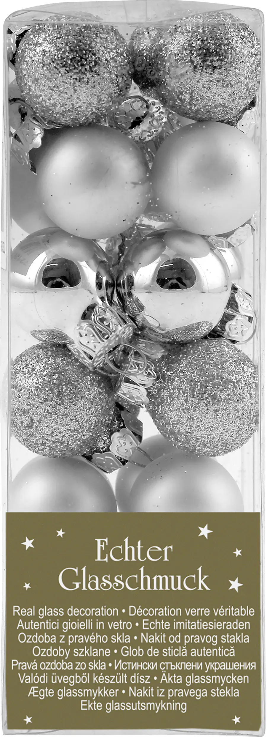 Weihnachtskugel aus Glas Ø 2 cm silber - 24 Stück