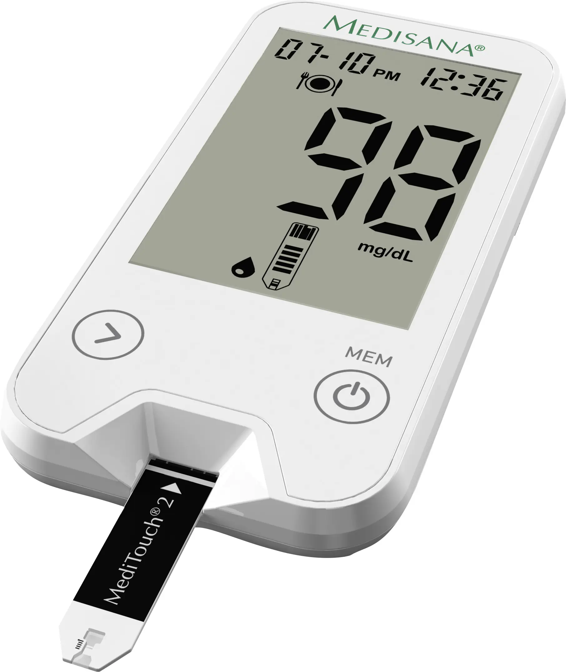 Medisana Blutzuckermessgerät MediTouch 2 Starterset inkl. Stechhilfe, AST-Kappe, 10 Lanzetten, 10 Te