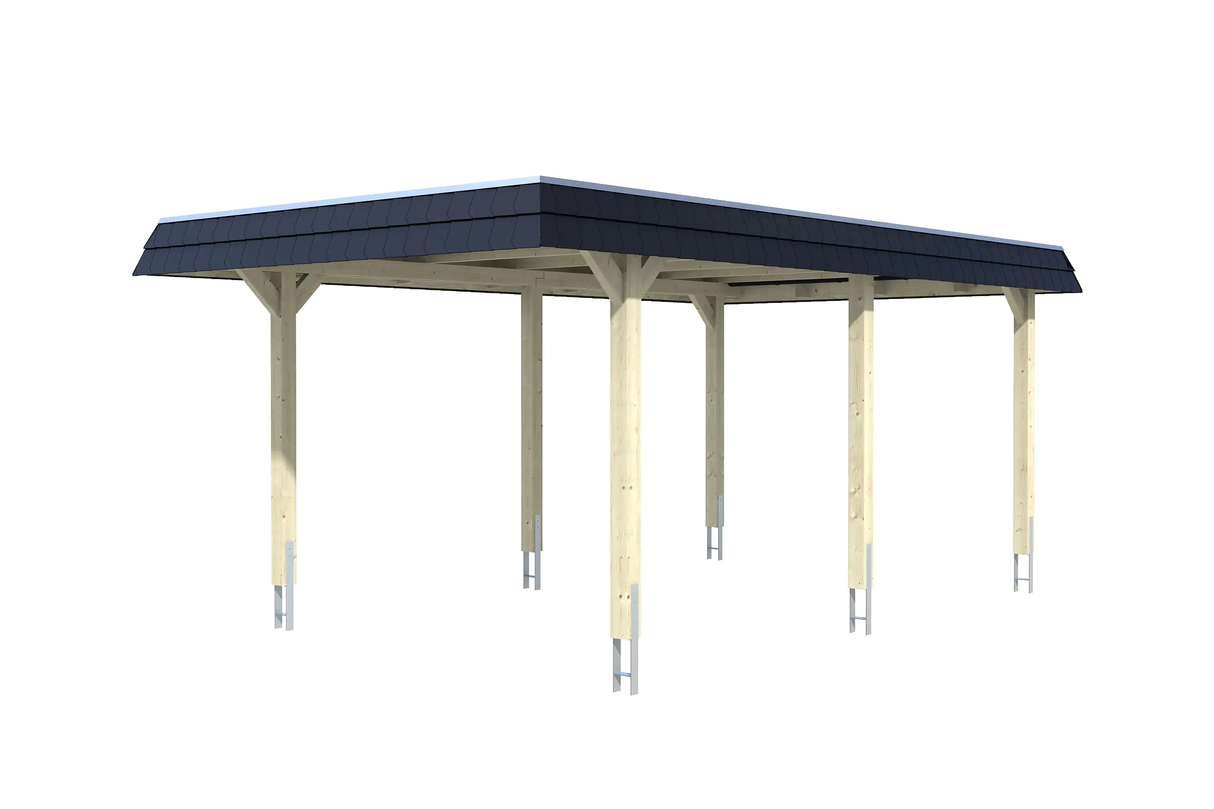 SKAN HOLZ Carport Wendland 362 x 628 cm mit Aluminiumdach, schwarze Blende