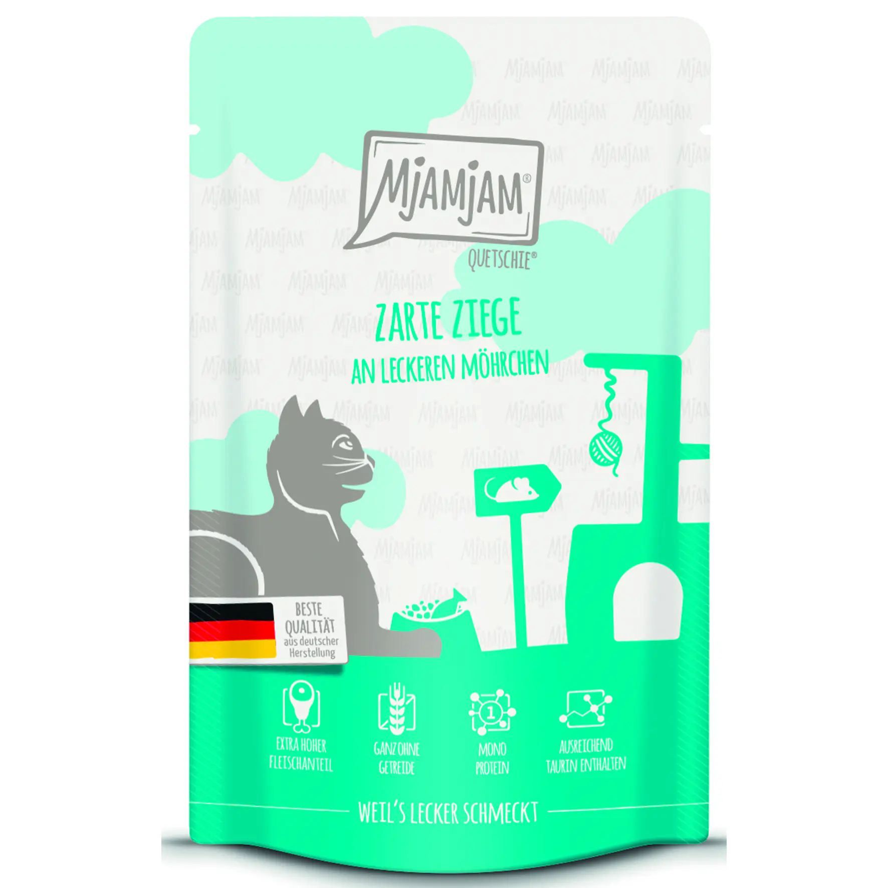 MjAMjAM Adult Quetschie Ziege an Möhrchen Katzenfutter 125g
