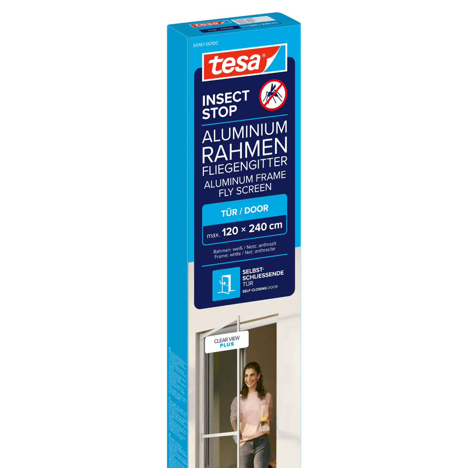 tesa Fliegengitter-Tür Comfort im Alurahmen 120 x 240 cm weiß