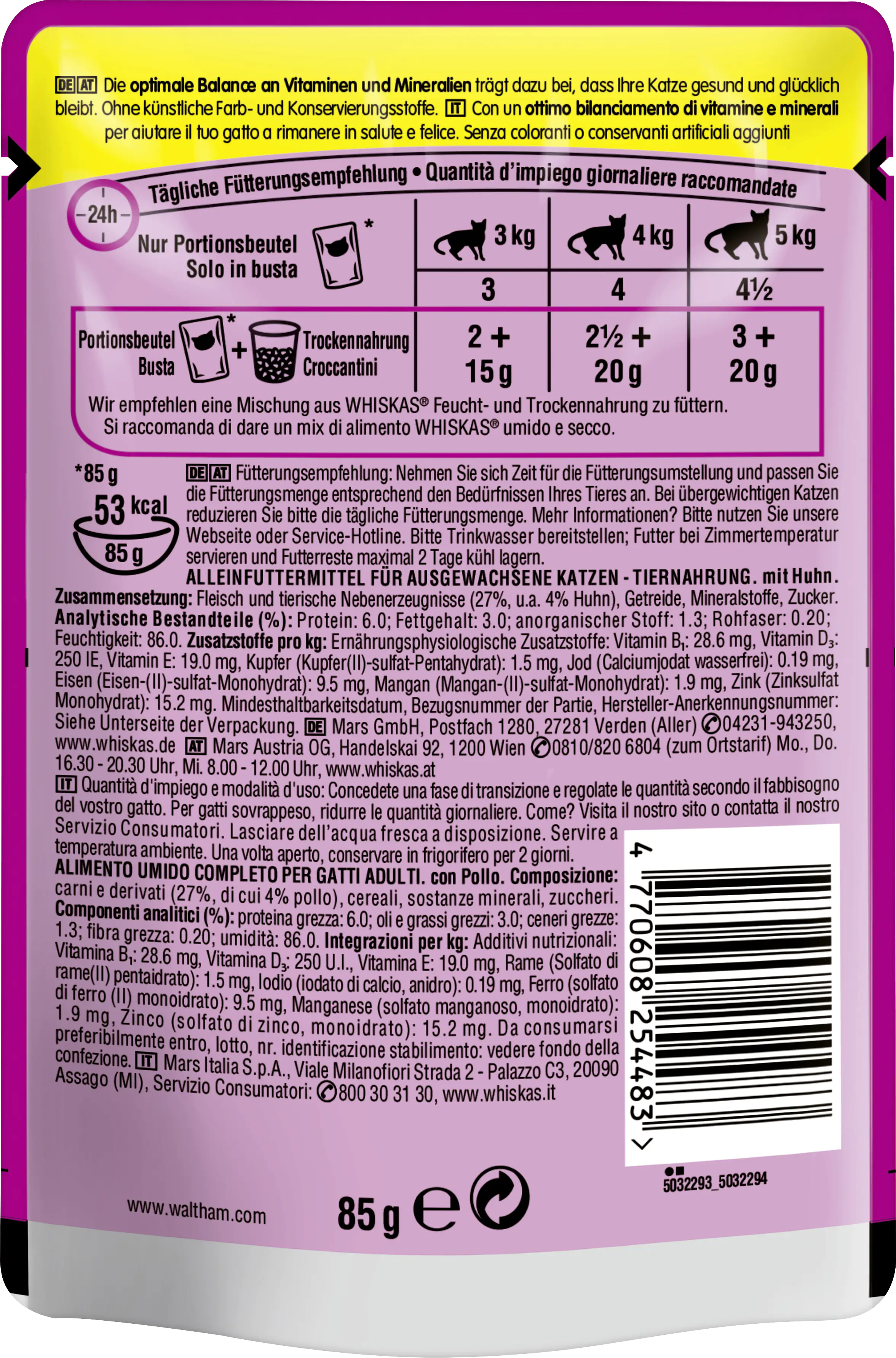 Whiskas Creamy Soups Portionsbeutel 1+ mit Huhn 28 x 85 g