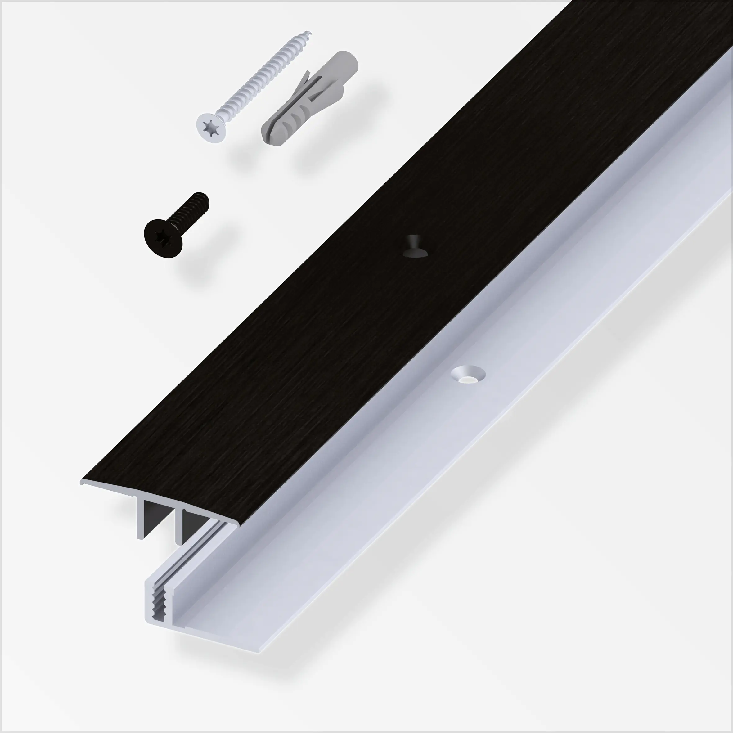 alfer Übergangs-Profil und Träger-Profil 1 m, 33 x 7 - 15 mm Alu  gebürstet