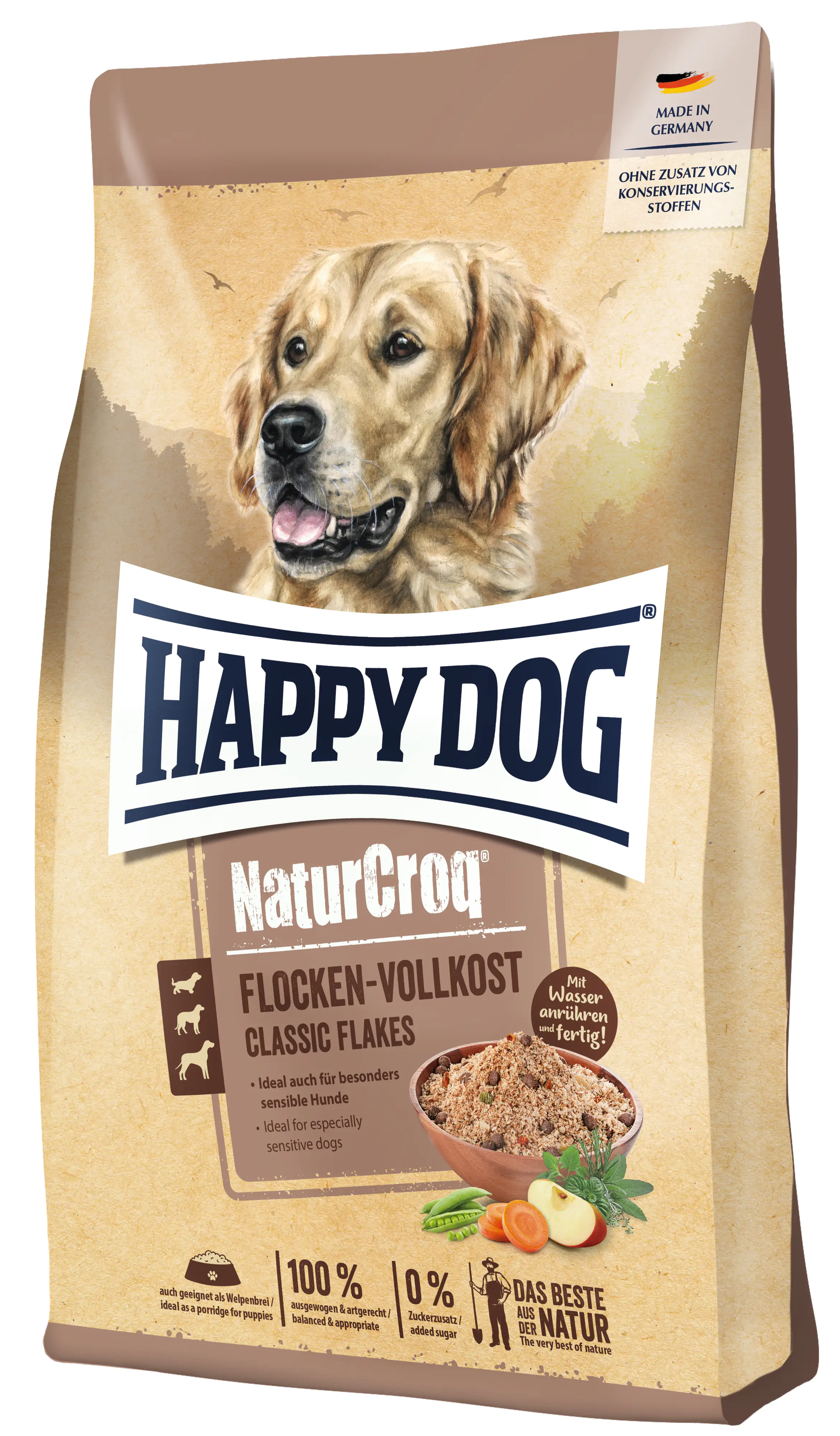 HappyDog Hundefutter NaturCroq Flocken Vollkost 1,5 kg