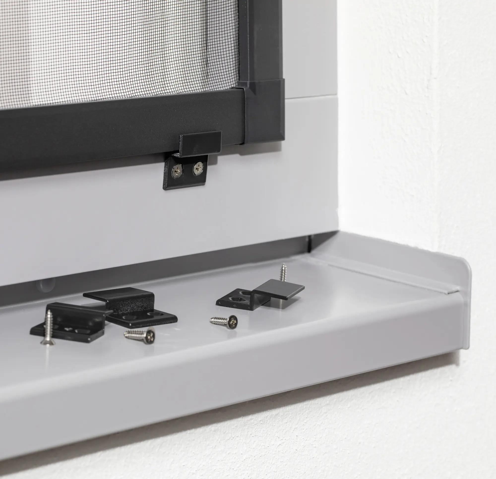 Primaster Einhängewinkel-Set für Fliegenschutzfenster anthrazit - 4 Stück