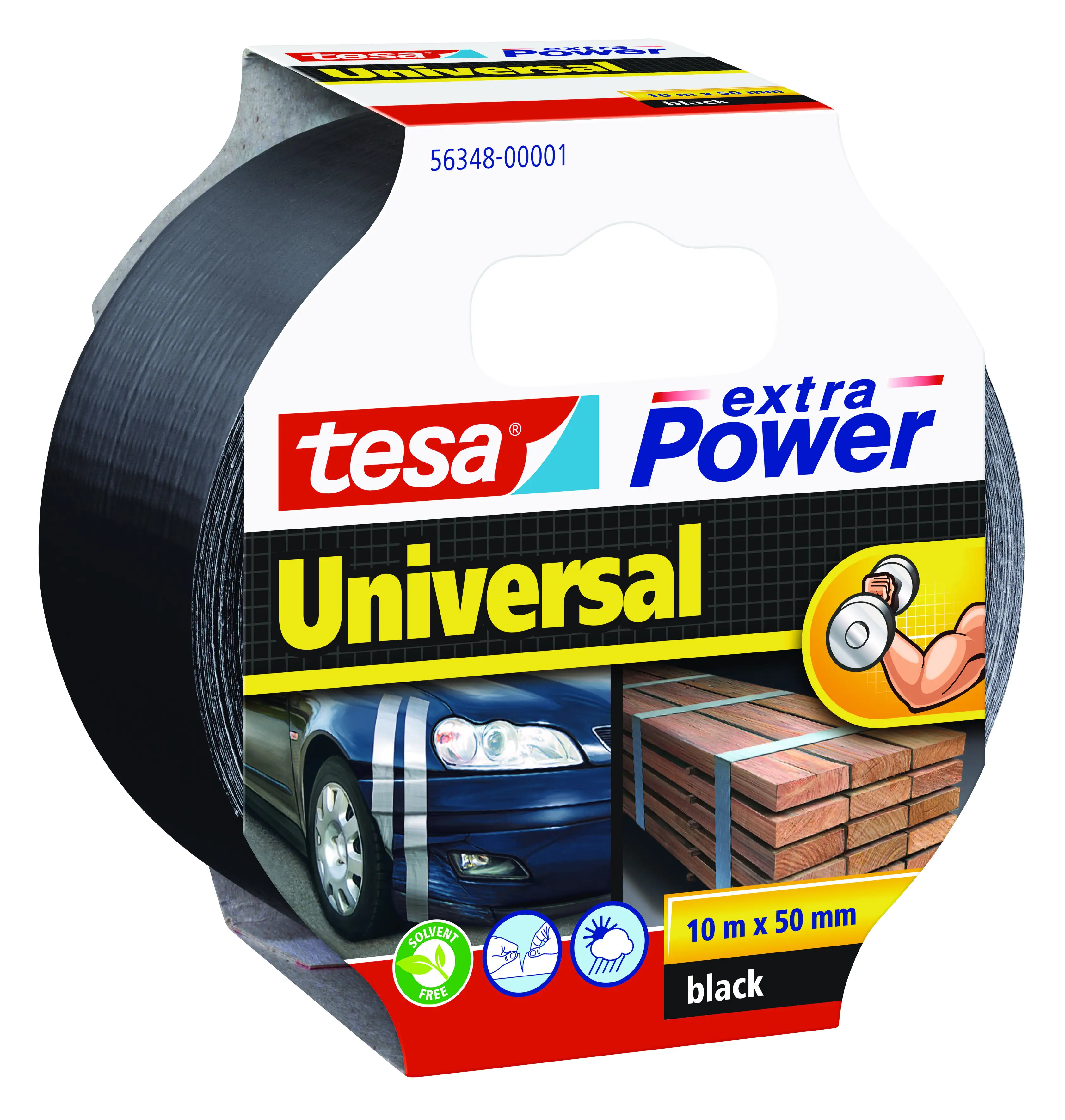 tesa extra Power Klebeband Universal 10 m x 50 mm, schwarz