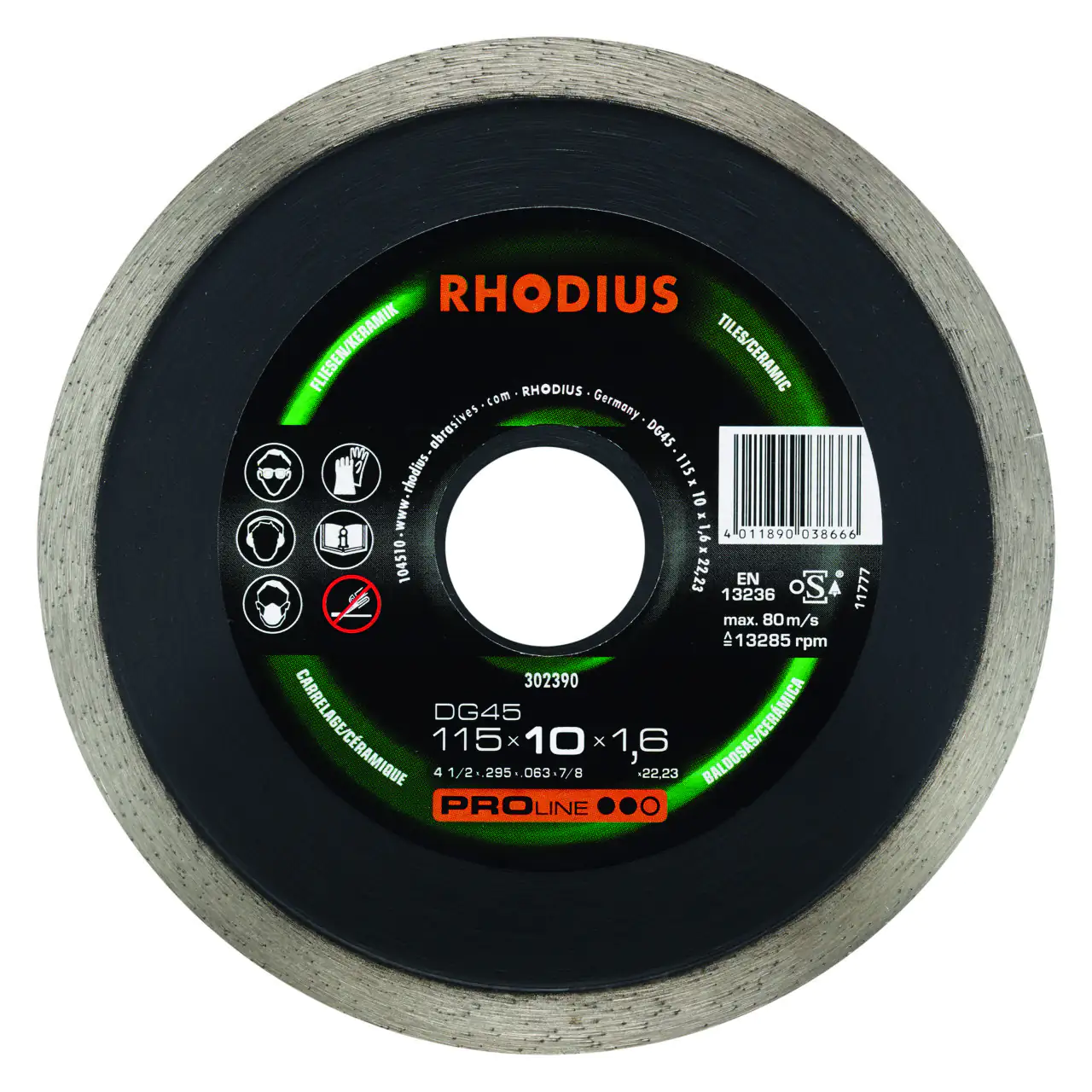 Rhodius Diamanttrennscheibe DG45 Fliesen Ø 115 mm Bohrung 22,23 mm Rhodius Diamanttrennscheibe DG45 Fliesen Ø 115 mm Bohrung 22,23 mm