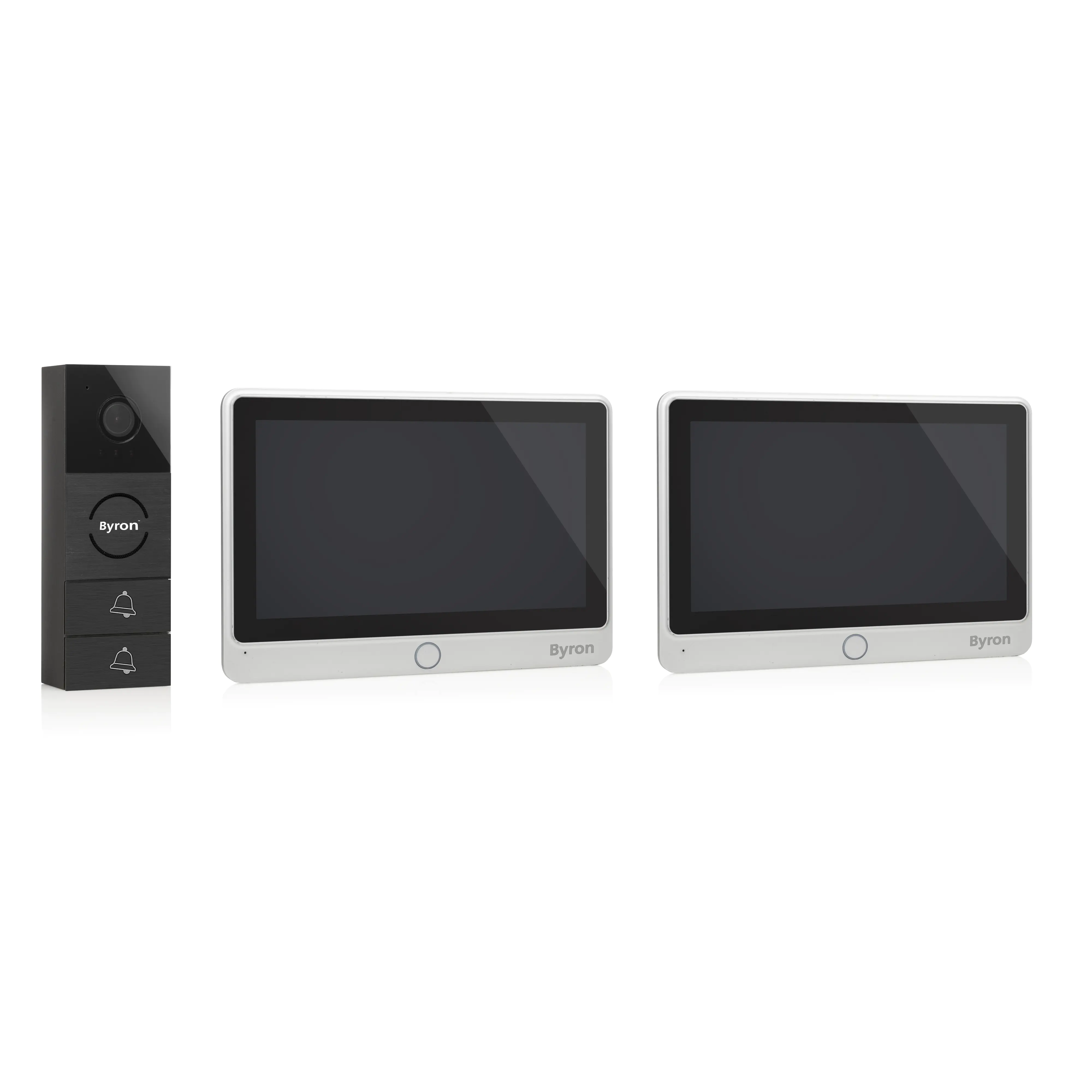Byron Video-Türsprechanlage schwarz 2 Monitore mit Klingeltaster DIC-24122 Byron Video-Türsprechanlage schwarz 2 Monitore mit Klingeltaster DIC-24122