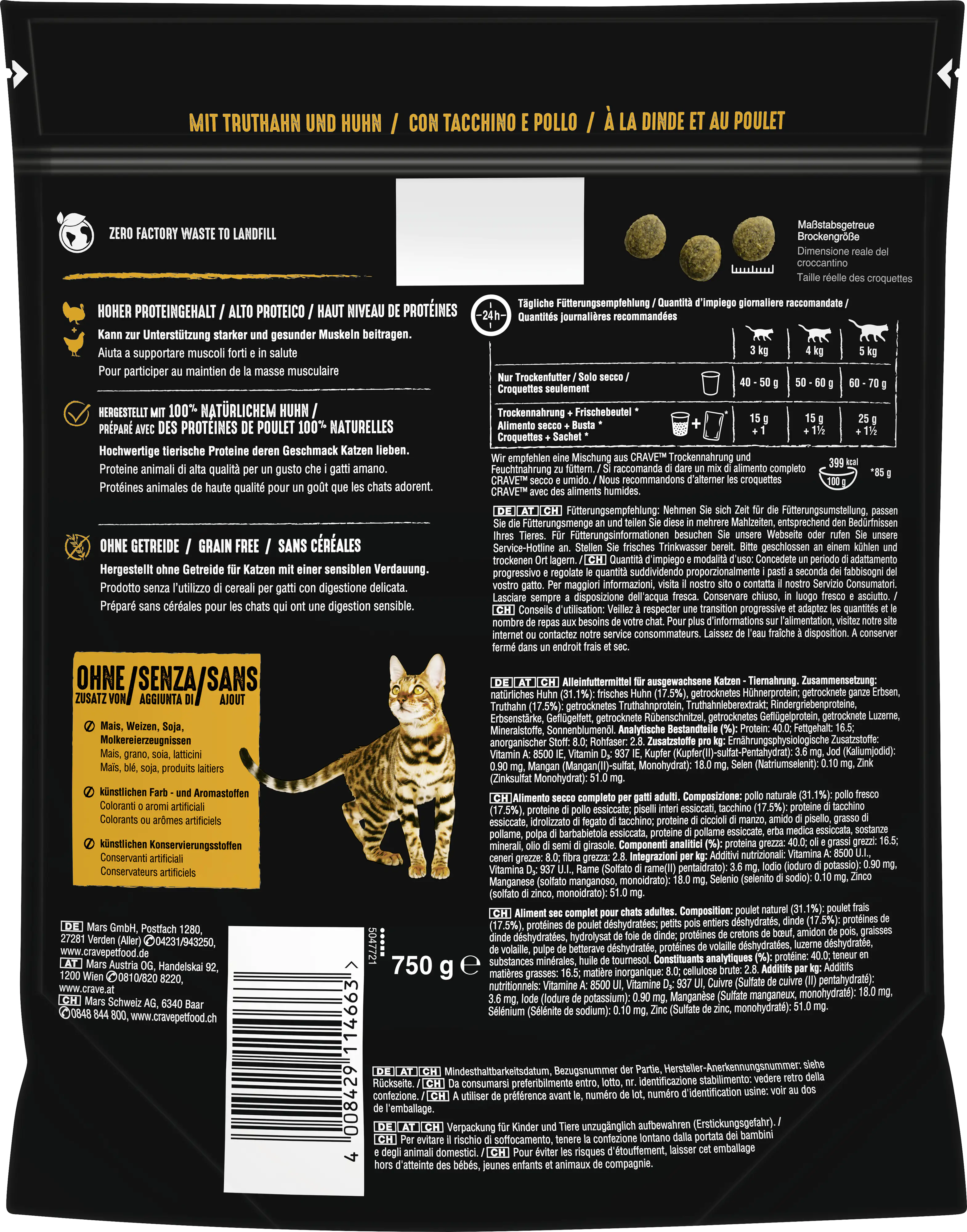 Crave Adult mit Truthahn und Huhn Katzenfutter 750 g