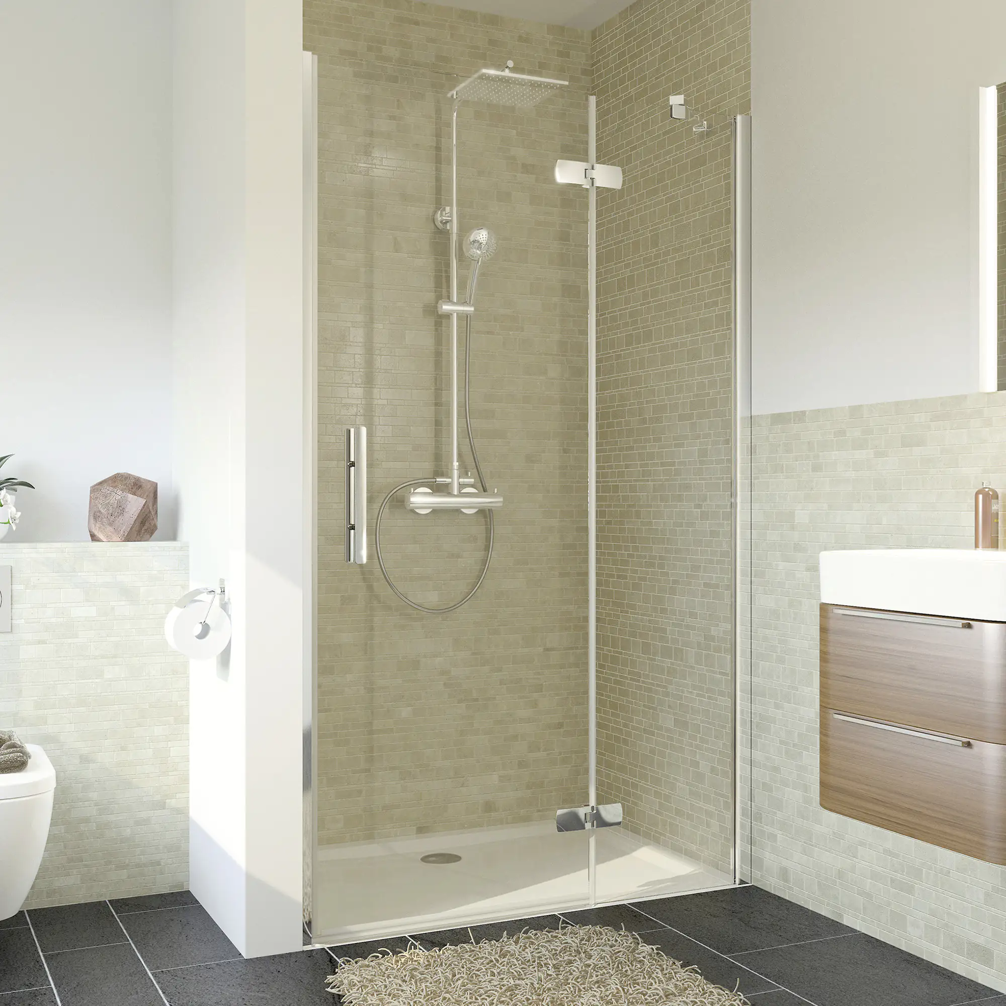 Breuer Avanta Drehtür + Festteil Nische 90 x 200 cm chrom rechts CER+