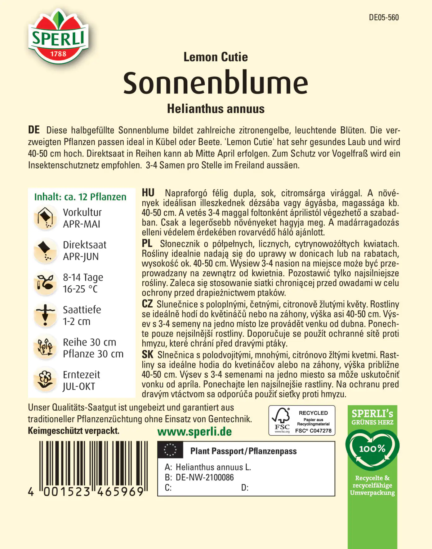 Sperli Sonnenblume Lemon Cutie