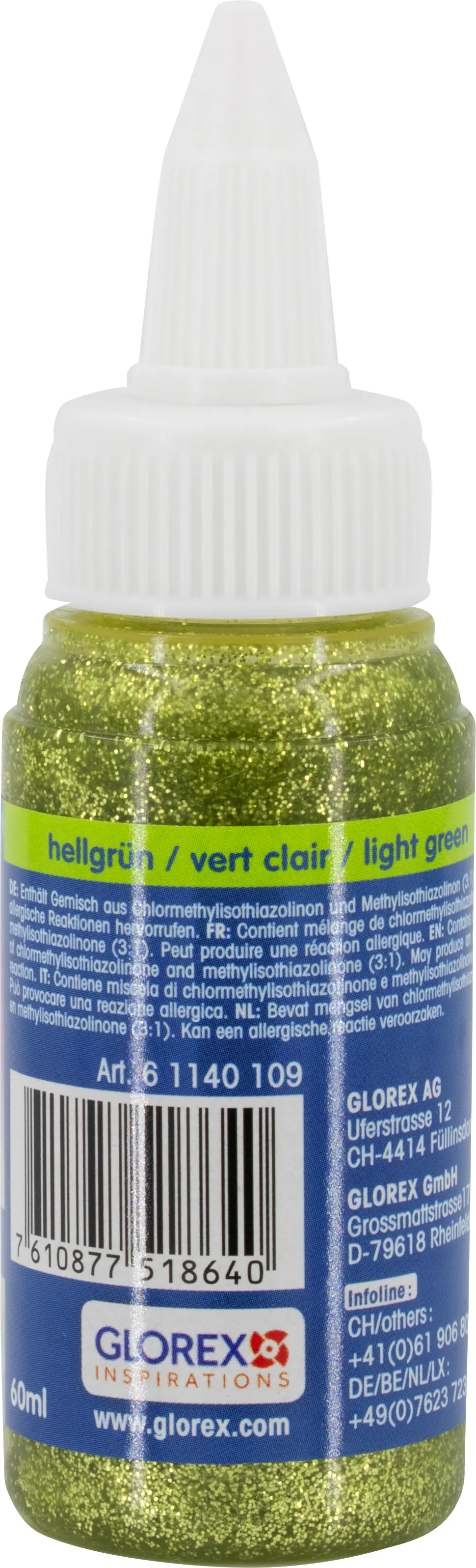 Glorex Glitterglue Flasche Dosierverschluss hellgrün 60 ml