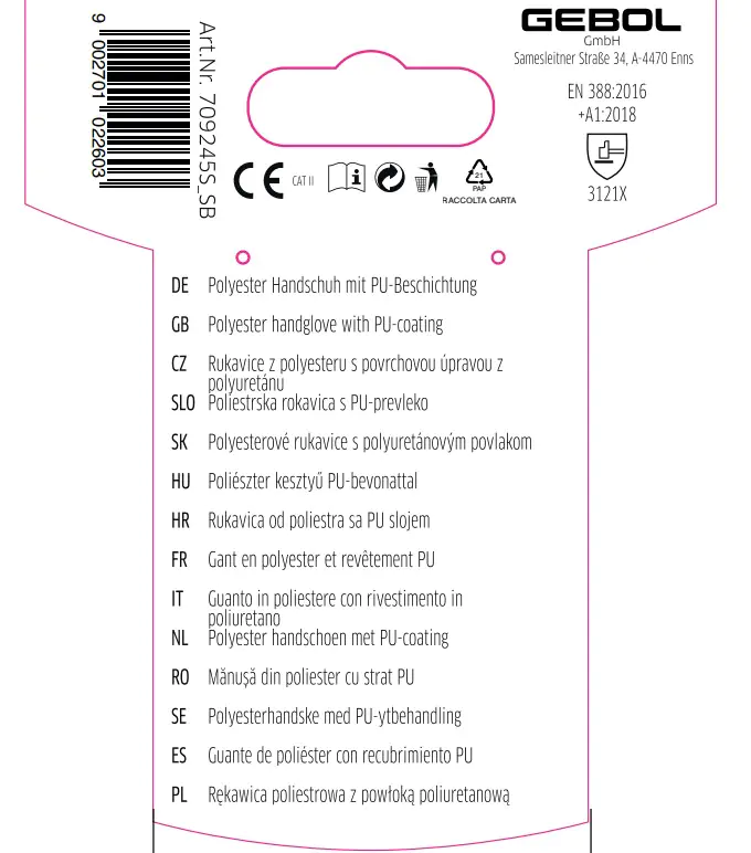 Gebol Handschuh Nano Flex schwarz