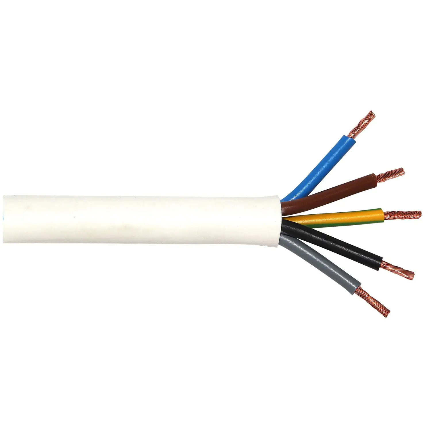 Herdanschlusskabel H05VV-F 5 x 2,5 - 3 Meter, weiß