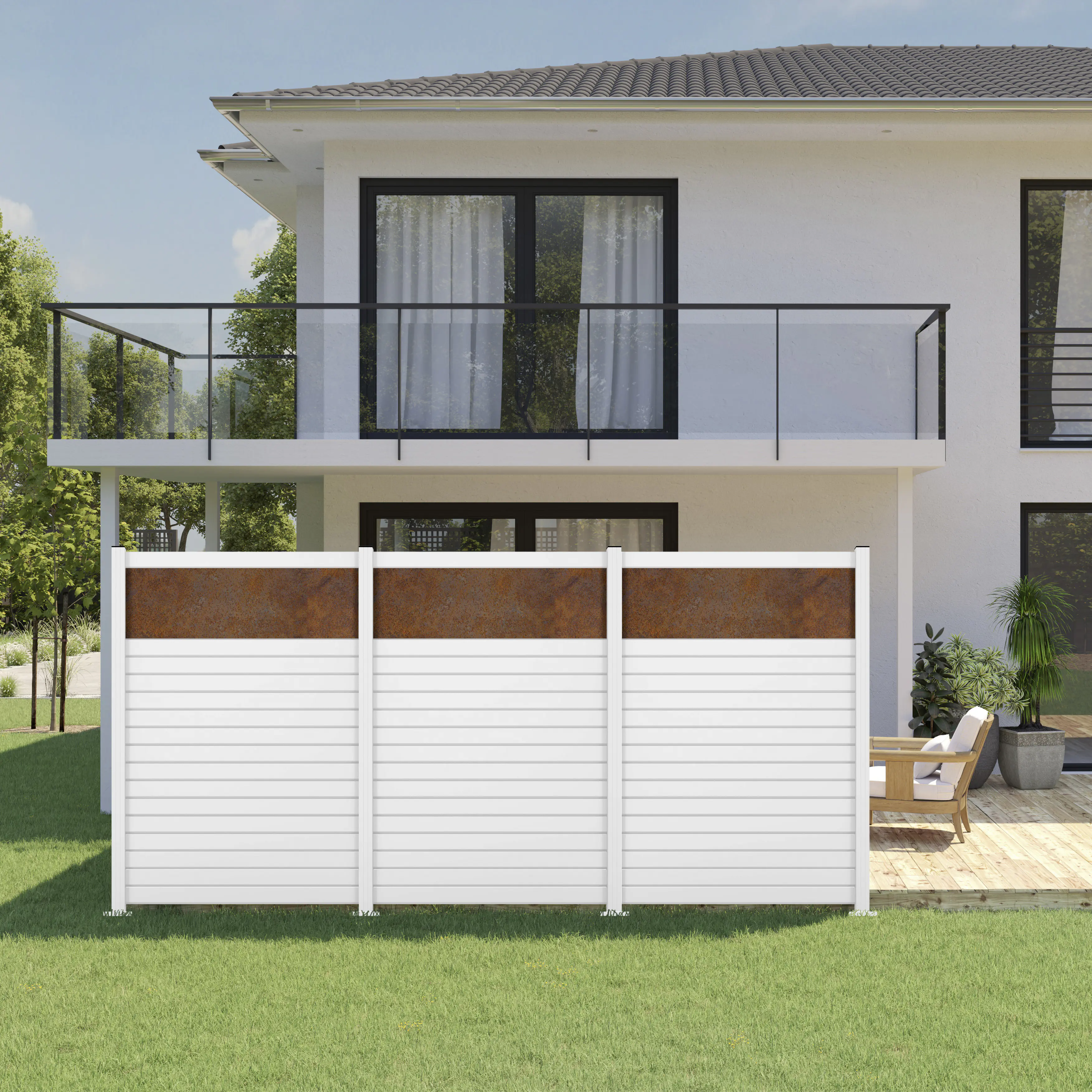 Ambiente Alu-Zaun Grundset Rhombus MINI 187 x 124,2 cm weiß 