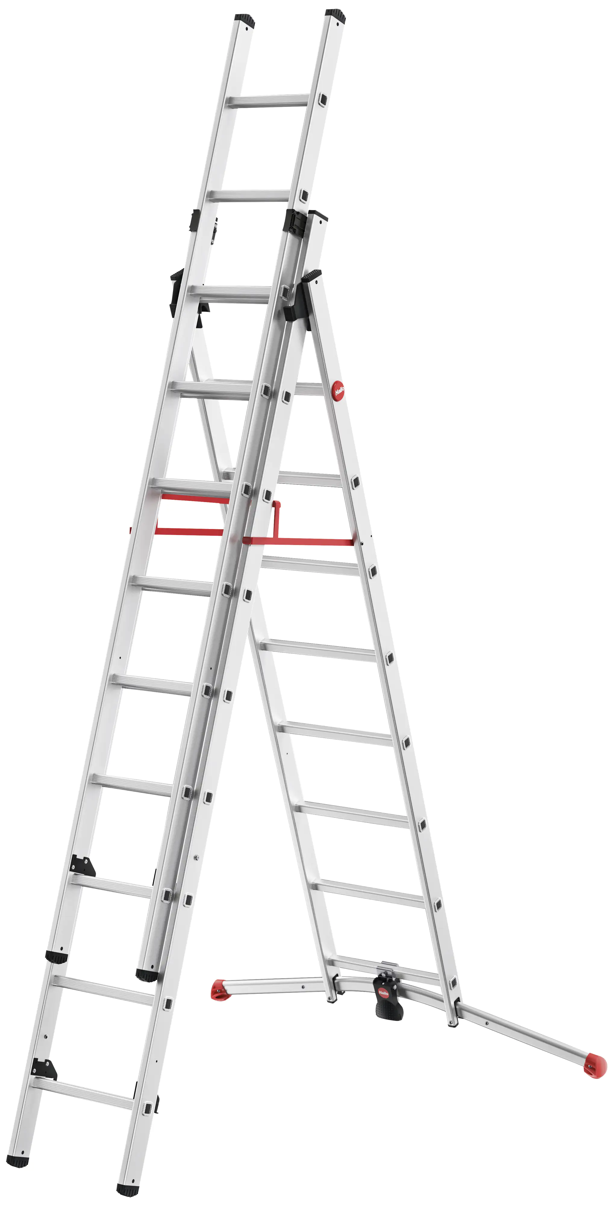 Hailo Mehrzweckleiter S100 Profilot 2 x 9 + 1 x 8, Arbeitshöhe max. 6,60 m Hailo Mehrzweckleiter S100 Profilot 2 x 9 + 1 x 8, Arbeitshöhe max. 6,60 m