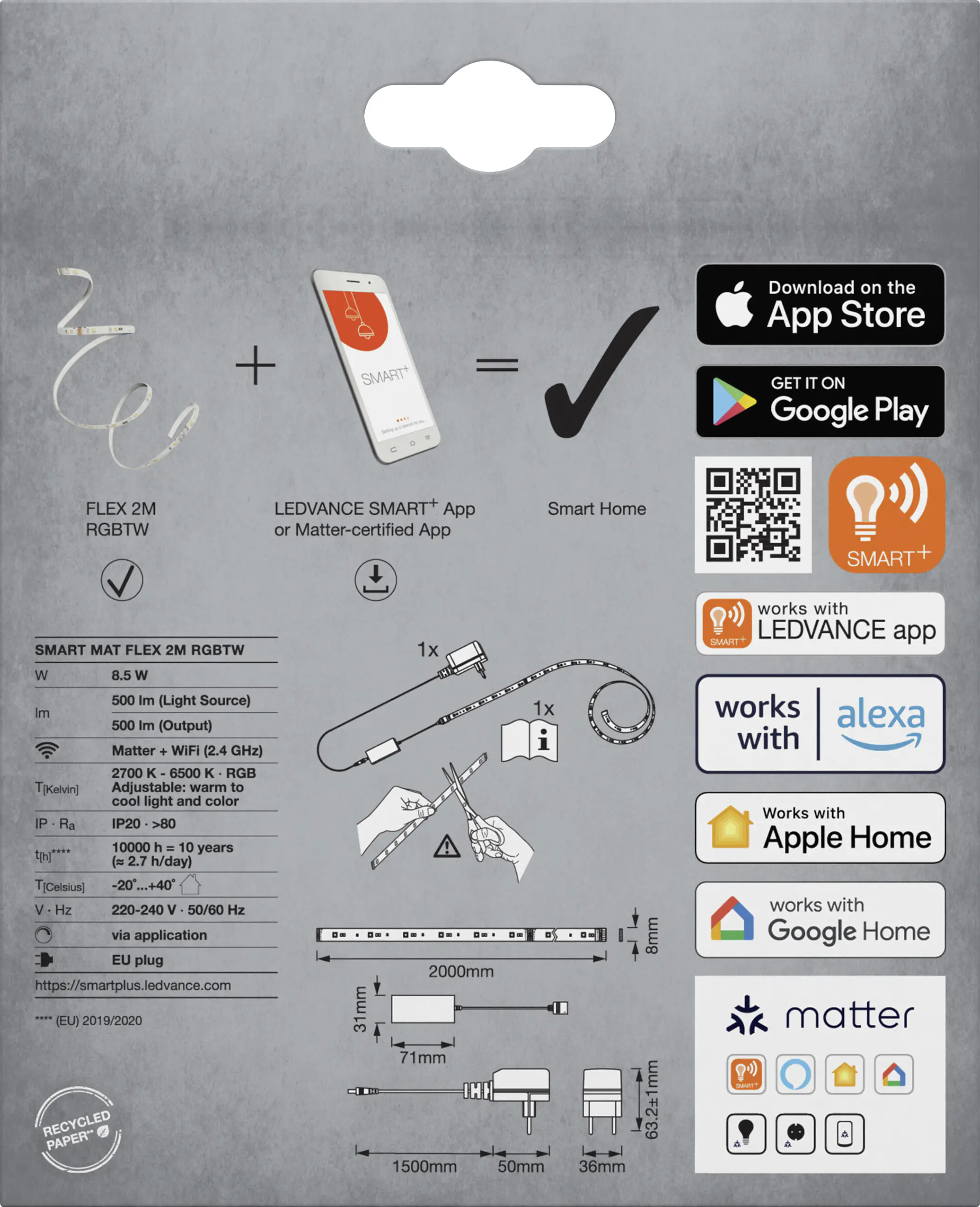 Ledvance LED-Stripe Smart Matter Flex RGBTW 2 m dimmbar warmweiß-kaltweiß