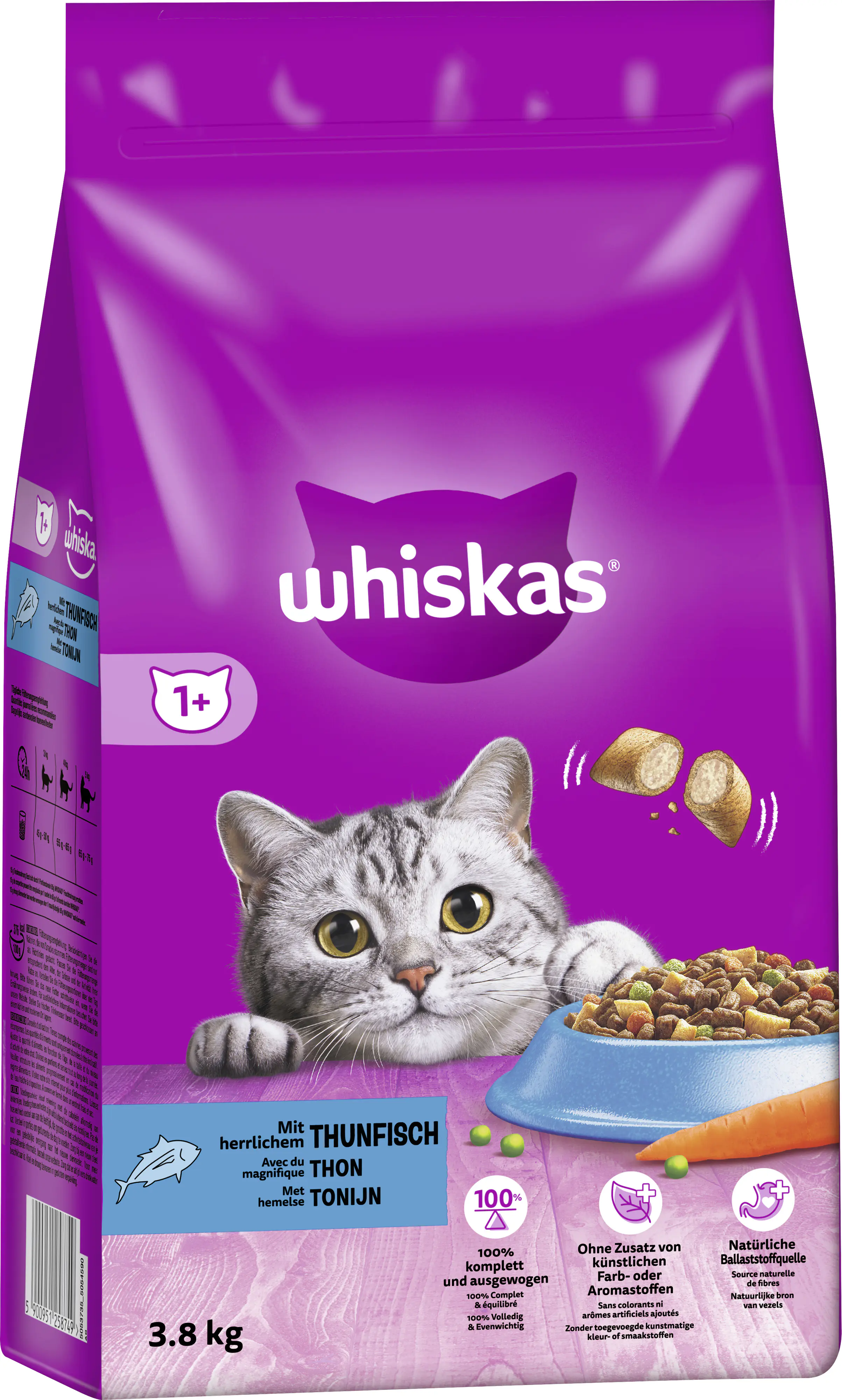 Whiskas Beutel Trocken Adult 1+ mit Thunfisch 3,8 kg