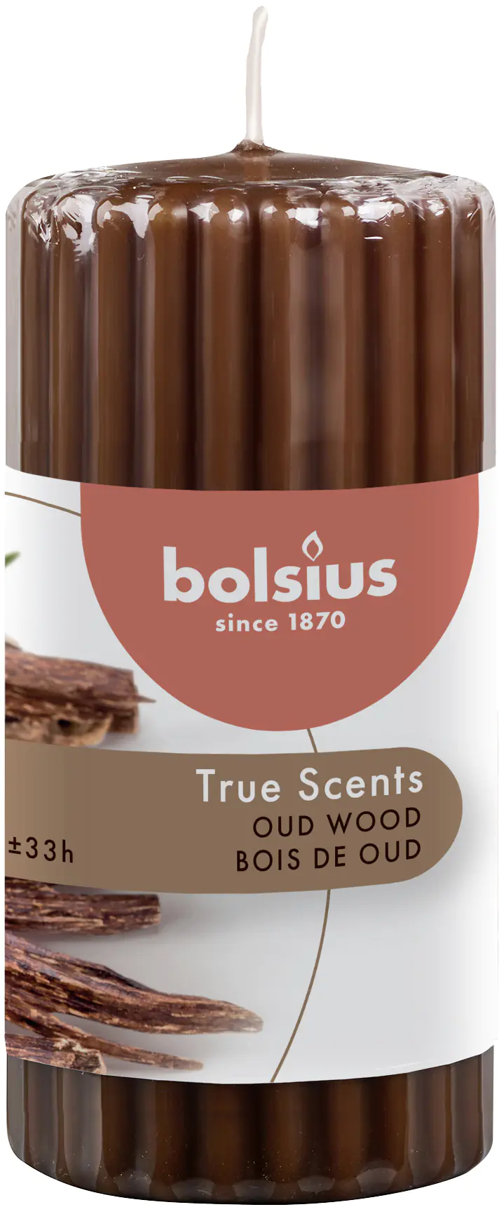 Bolsius Duft-Stumpenkerze geriffelt True Scents Oud Wood Bolsius Duft-Stumpenkerze geriffelt True Scents Oud Wood