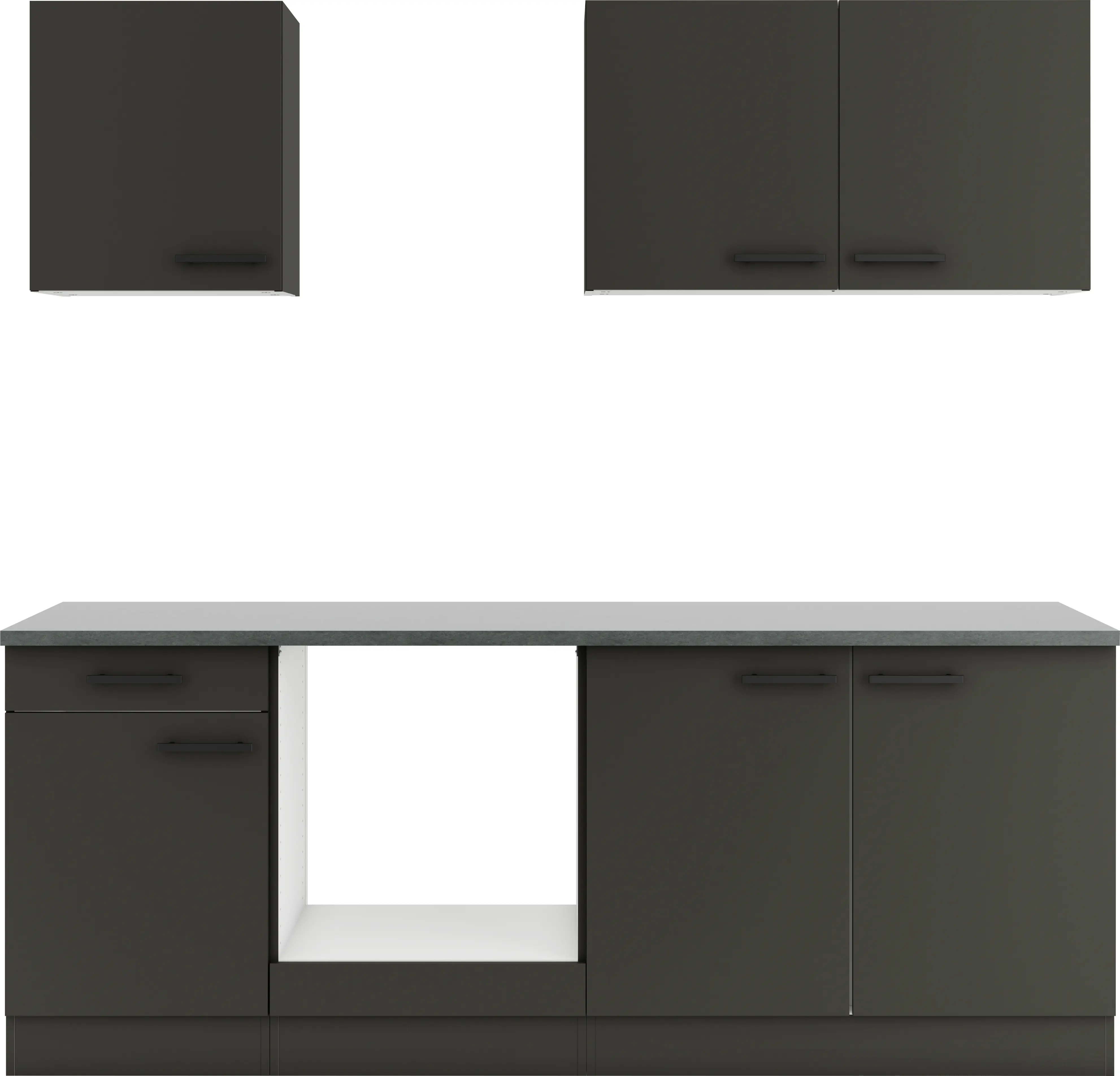 Optifit Küchenzeile Madrid 420 ohne Geräte anthrazit matt 210 cm 