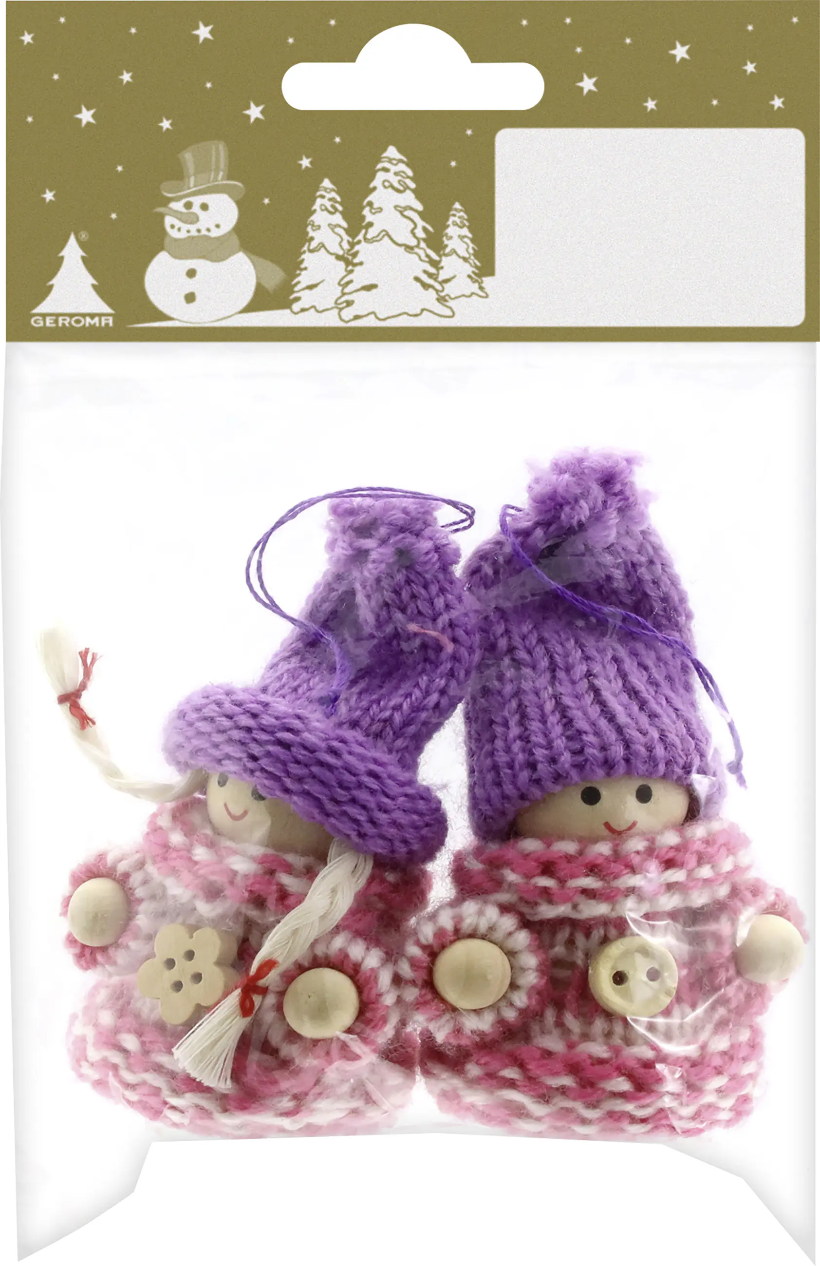 Dekohänger Wichtel Holz 7 cm pink-lila 2 Stück