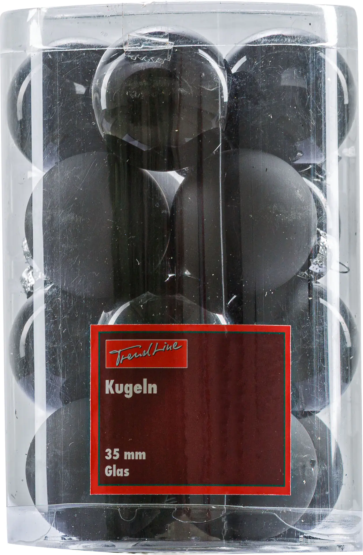 2076601553168_01 TrendLine Weihnachtskugeln aus Glas Ø 3,5 cm schwarz 16 Stück\n