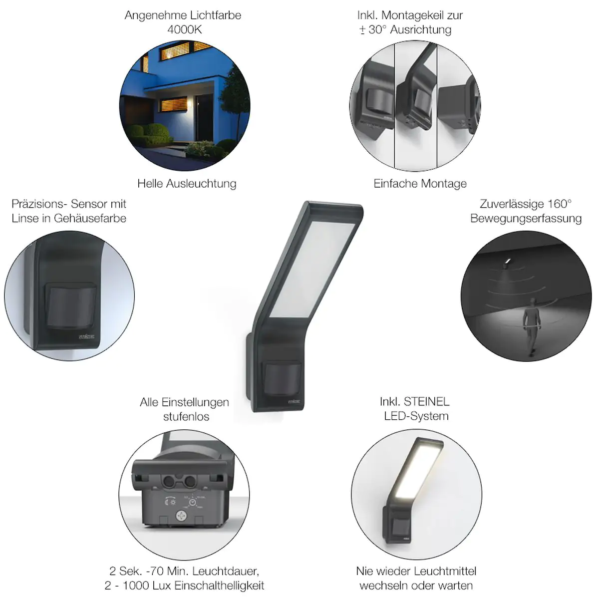 Steinel Strahler XLED Home slim S Anthrazit mit Bewegungsmelder, Sensor Steinel Strahler XLED Home slim S Anthrazit mit Bewegungsmelder, Sensor