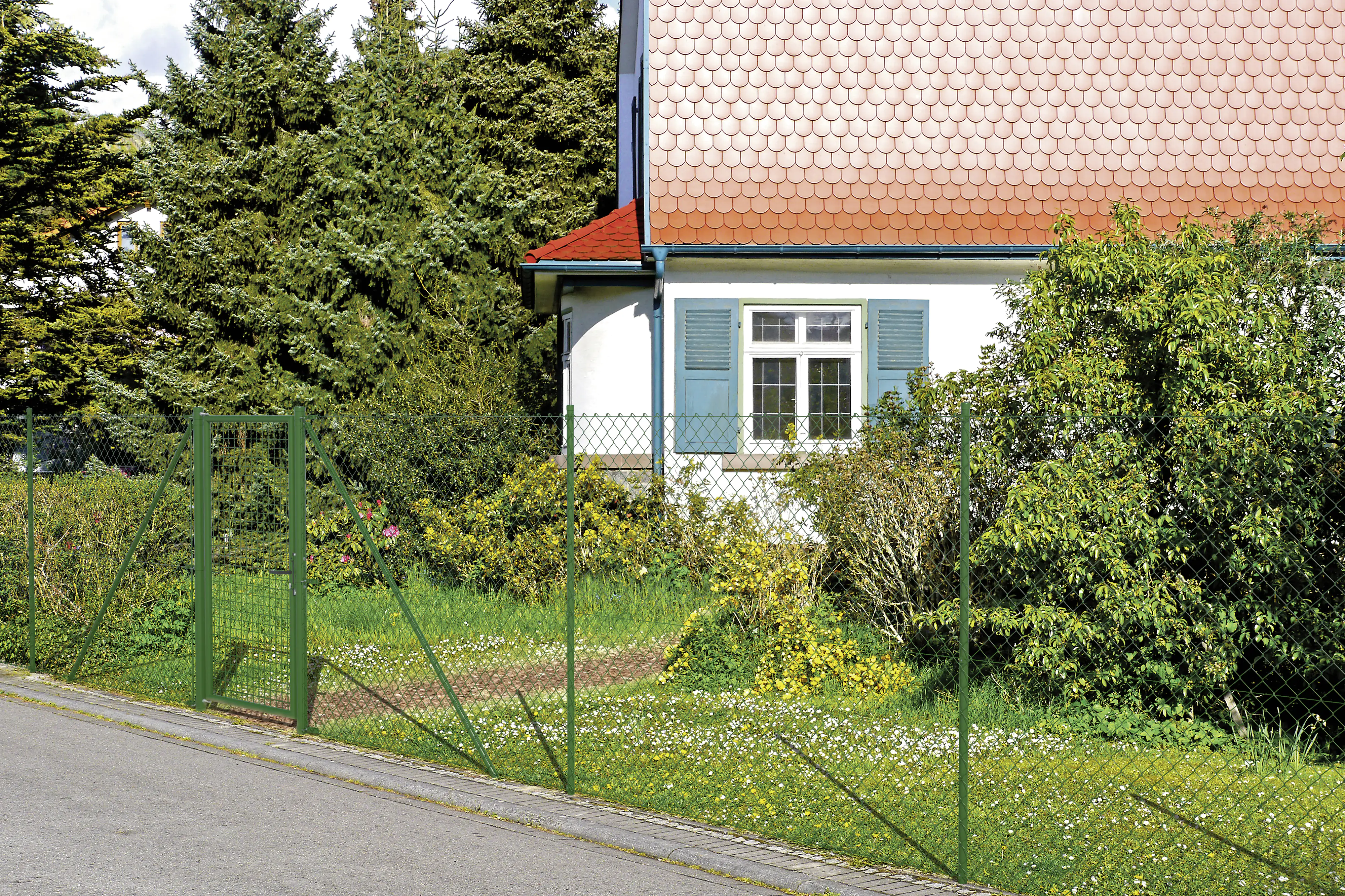 4004338600877_2150506 Alberts Zaunanschluss-Set zweiseitige Verbindung Ø 6 cm 175 cm grün 2 Stk