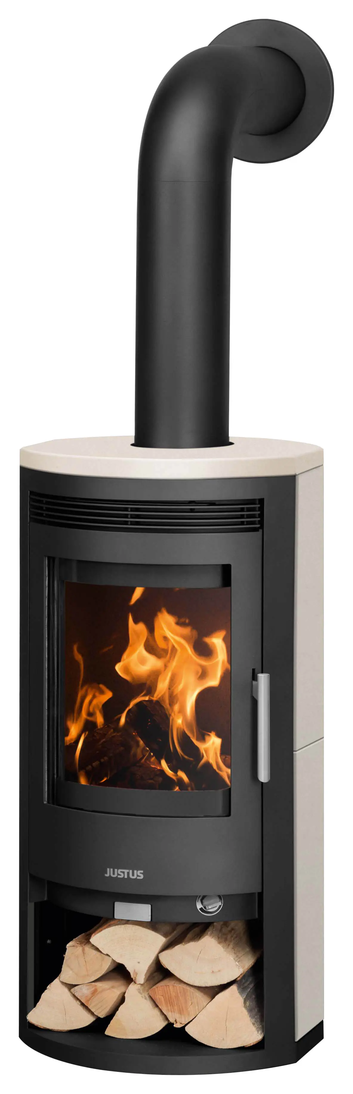 Justus Kaminofen Baltrum D 2.0 Kalkstein Stahl schwarz 5,5 kW