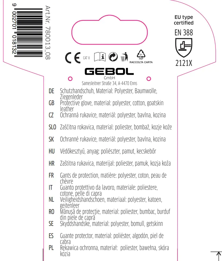 Gebol Handschuh Damascena   Gebol Handschuh Damascena