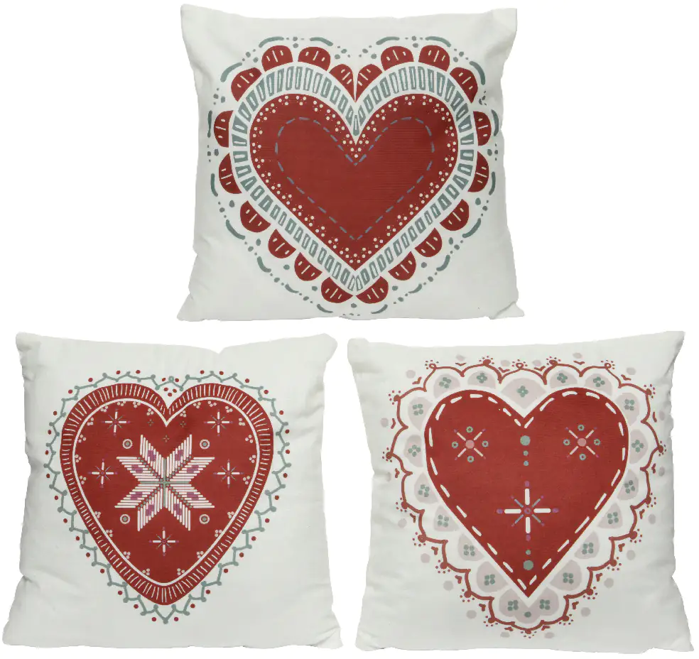 Kaemingk Kissen Polyester Samt weiß rot 40 x 40 cm