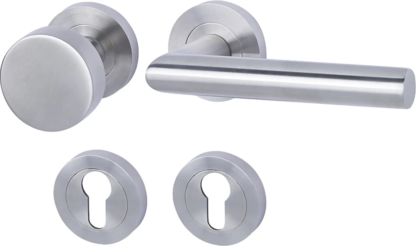 Alpertec Rosettengarnitur-Set Solid 9 PZ Edelstahl satiniert Ø 5,2 cm