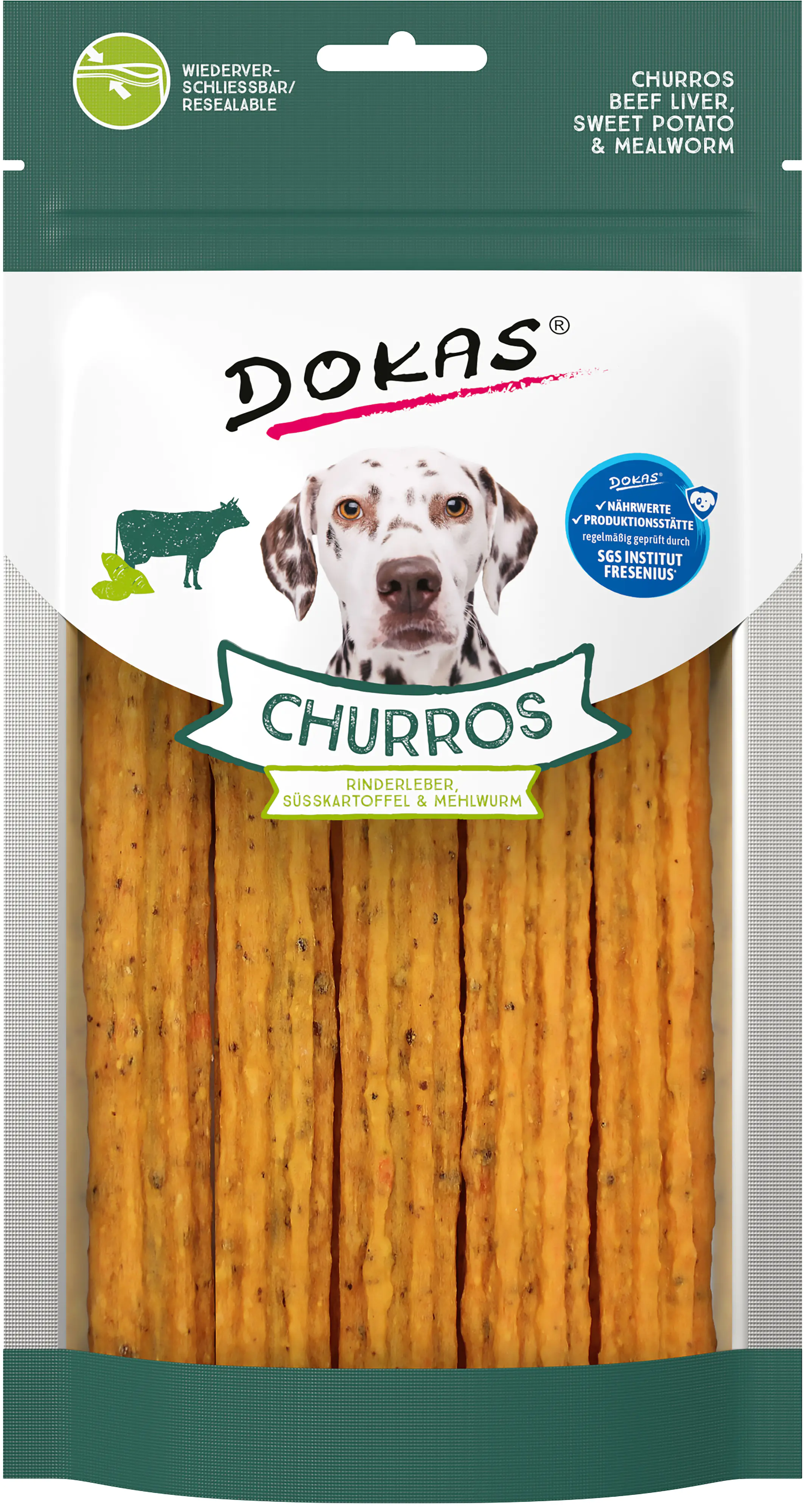 Dokas Churros mit Rinderleber, Süsskartoffel & Mehlwurm 150 g