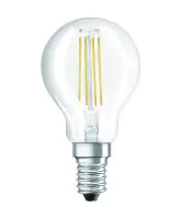 Osram LED Leuchtmittel 5er Pack Tropfenform P40, E14, 4W, warmweiß, klar
