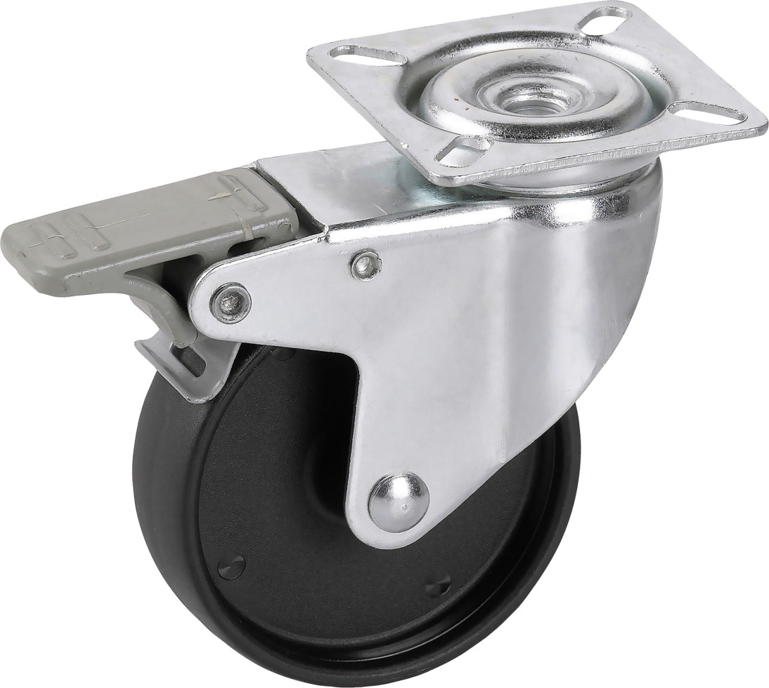Apparate-Lenkrolle mit Totalfeststeller 50 x 19 mm für unempfindliche Böden Tragkr. 35 kg