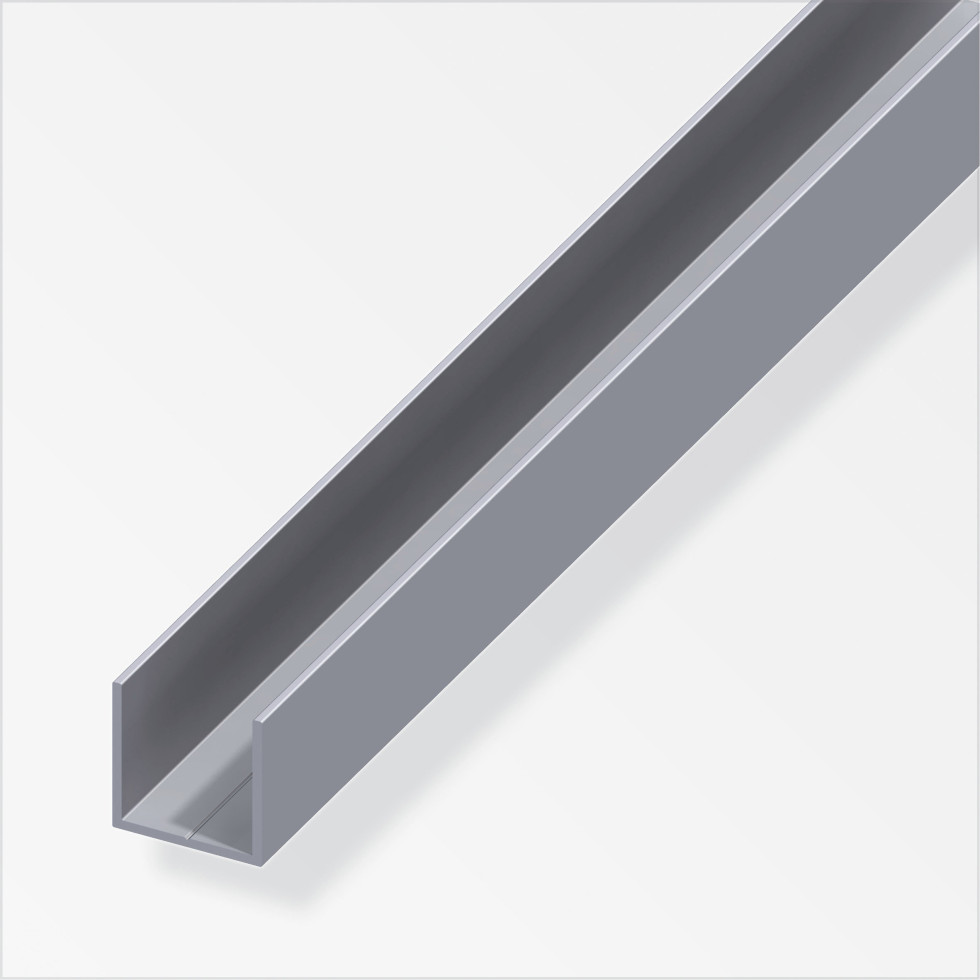 alfer Quadrat-U 2.5 m, 7.5 x 1 mm Aluminium roh blank