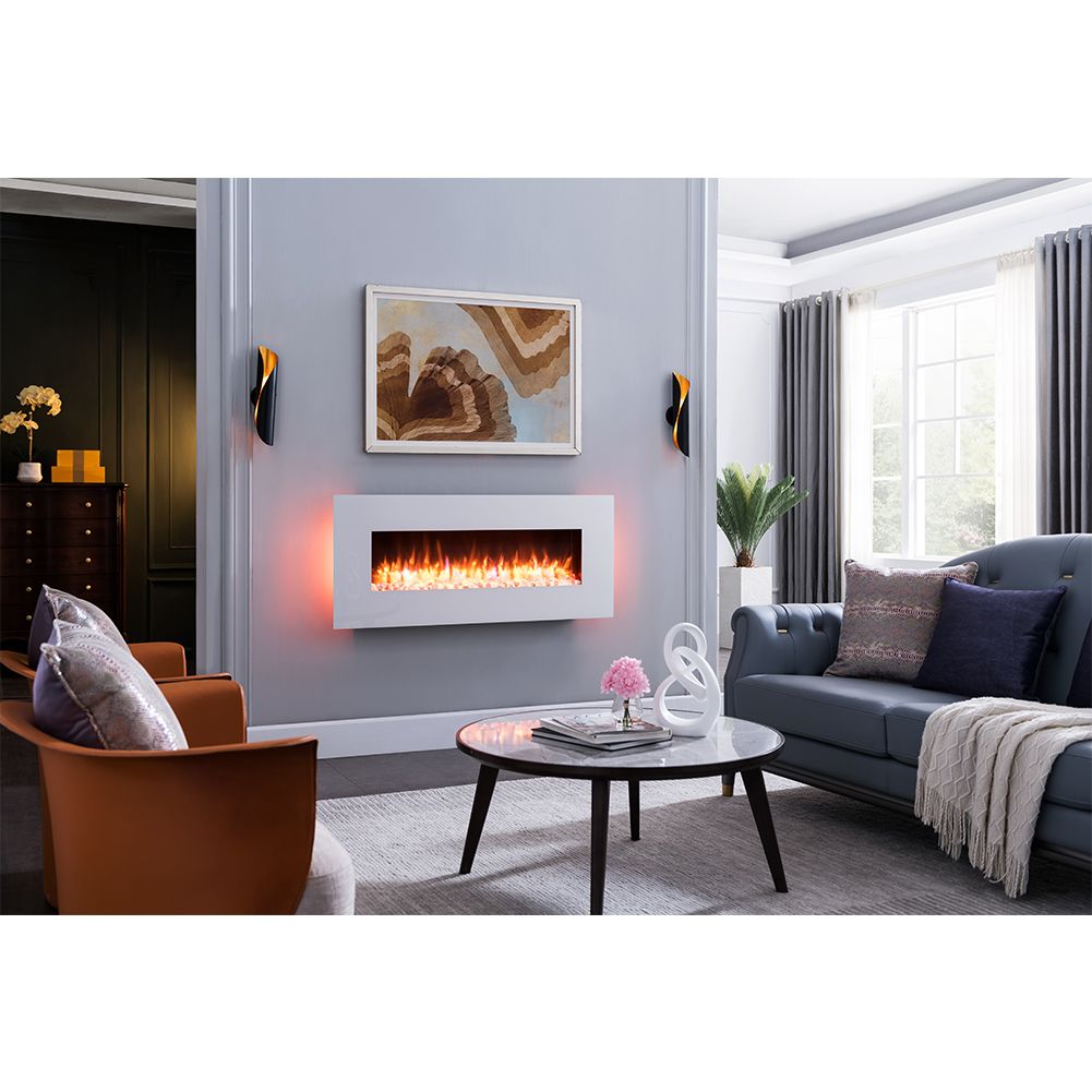 Richen Elektrokamin Yoash – Elektrischer Wandkamin weiß 2000 W GLO782164542