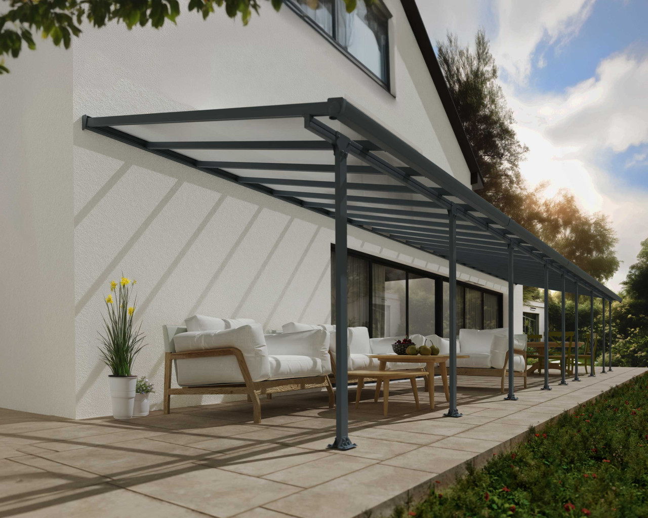 Canopia Terrassendach 1340 x 300 cm grau