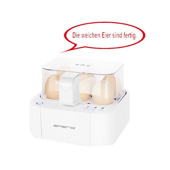 Emerio Eierkocher EB-115560, weiß, für 6 Eier, spricht