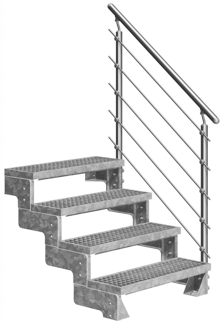 Dolle Außentreppe Gardentop 4 Stufen mit Geländer Breite 80 cm Gitterrost GLO781602579