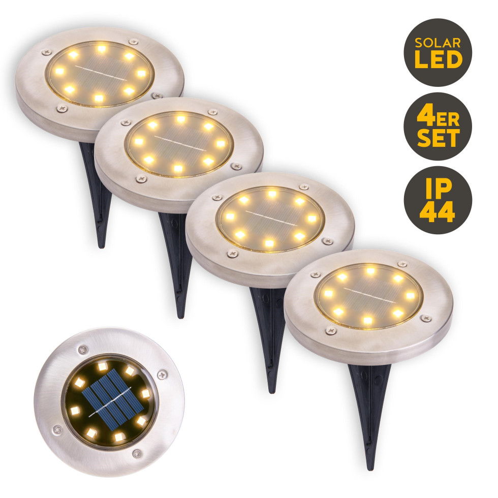 Light & More Solar Bodenspieß 4er Set silber kaufen Globus Baumarkt