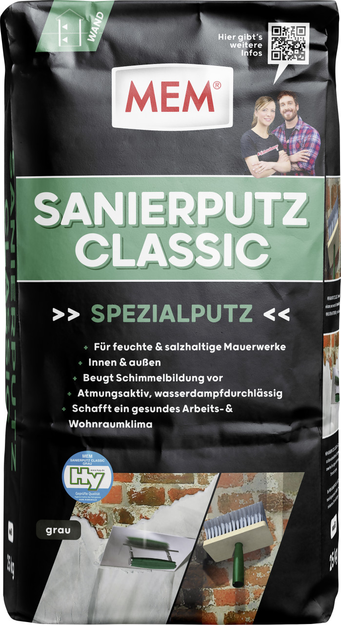 MEM Sanierputz Classic 25 kg grau GLO779100136