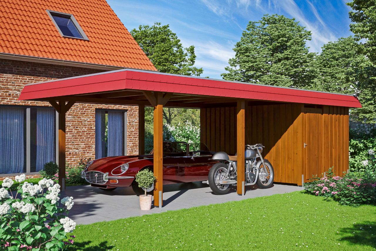 SkanHolz SKAN HOLZ Carport Wendland mit Abstellraum 409 x 870 cm mit Aluminiumdach GLO784205570