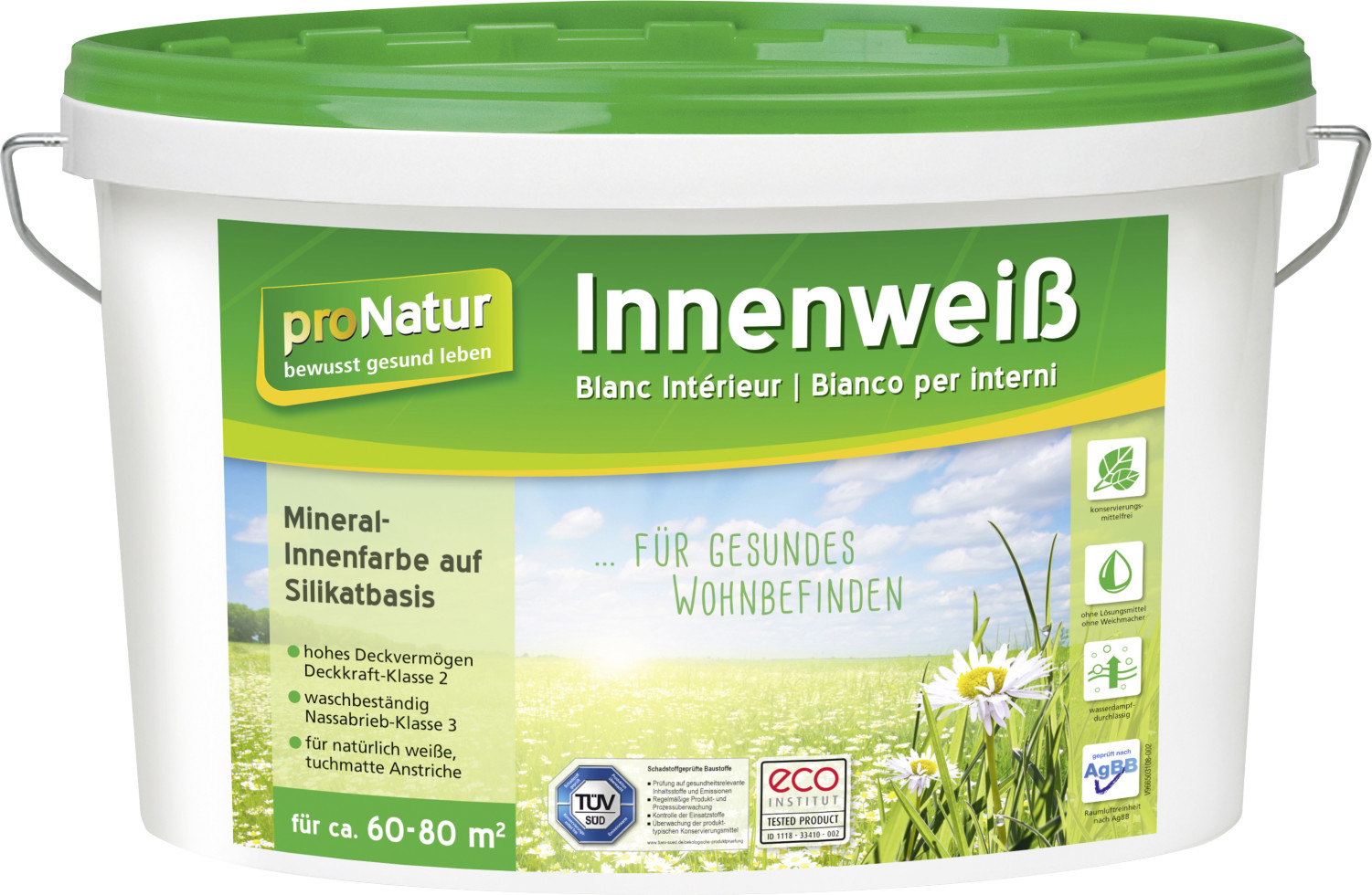 Pronatur Mineralfarbe Innenweiß 10 L weiß GLO765052329