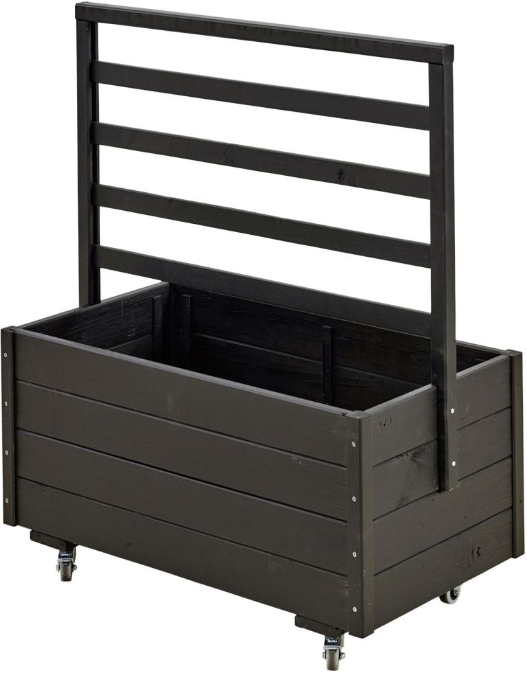 Plus Pflanzkasten mit Spalier und Rädern RAL 9005 Schwarz