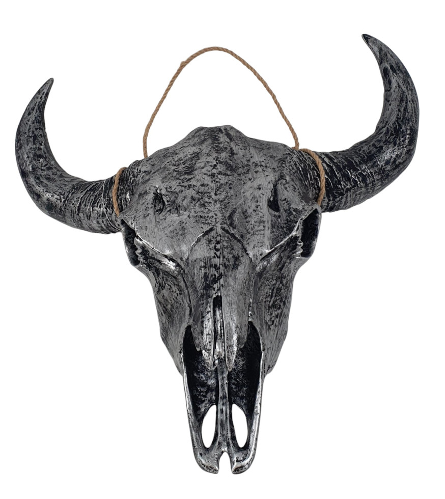 Büffelschädel mit Kordel altsilber