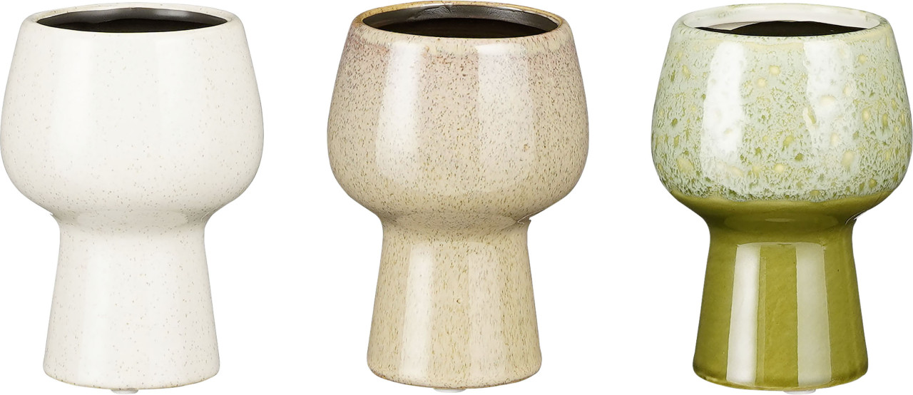 Mica Decorations Mica Blumentopf Ø 9,5 x 13 cm hellgrün, taupe, weiß GLO660754930