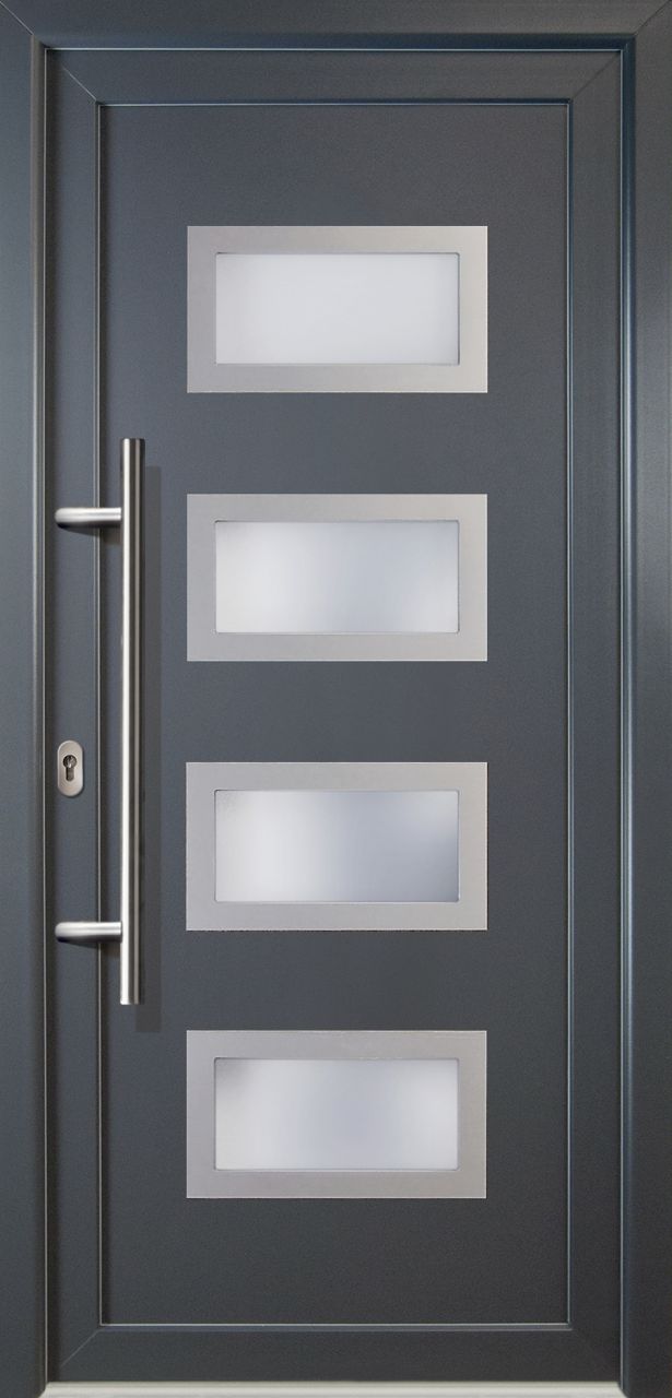 Meeth Haustür Signum Aluminium Modell 92 98 x 200 cm DIN links weiß/titan